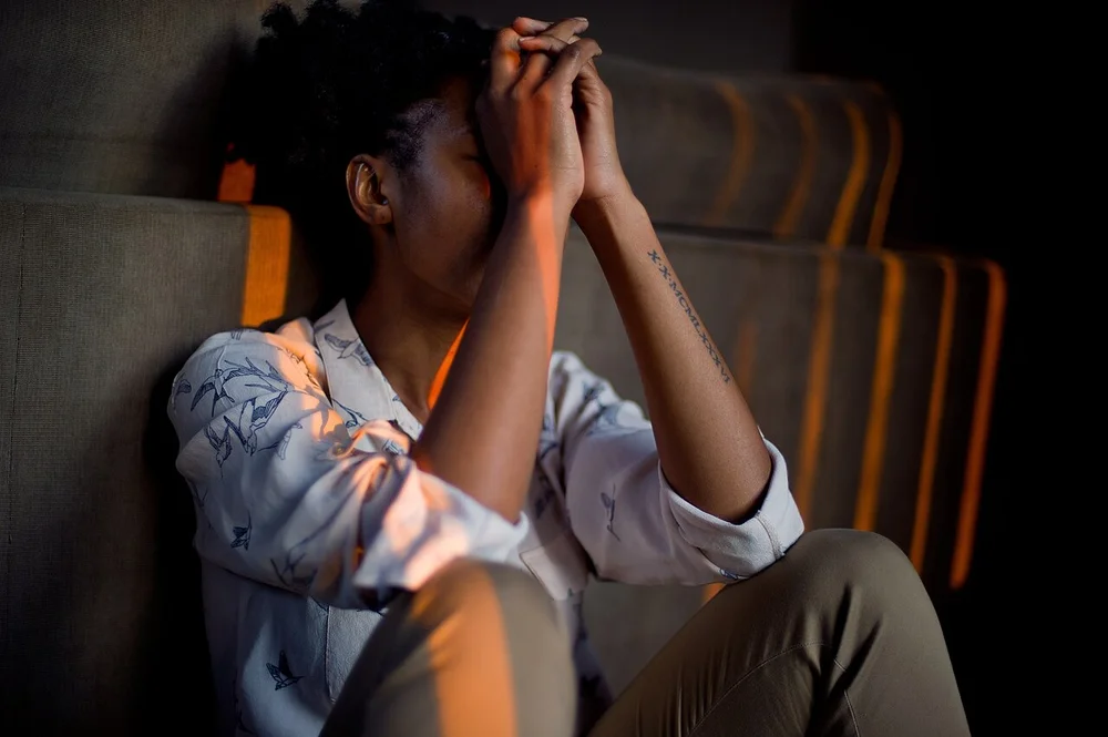 sad facial expression photo — Canva - Woman Feeling Emotional Stress