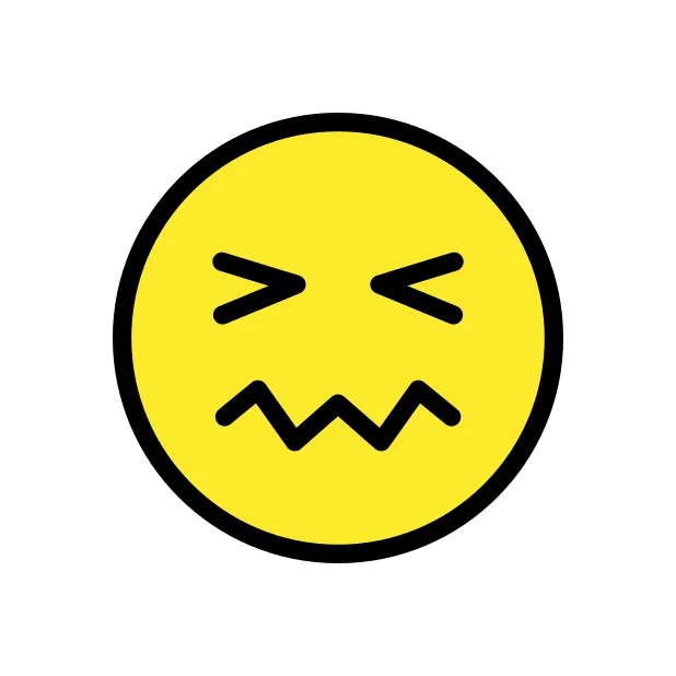 Confounded face reaction emoji