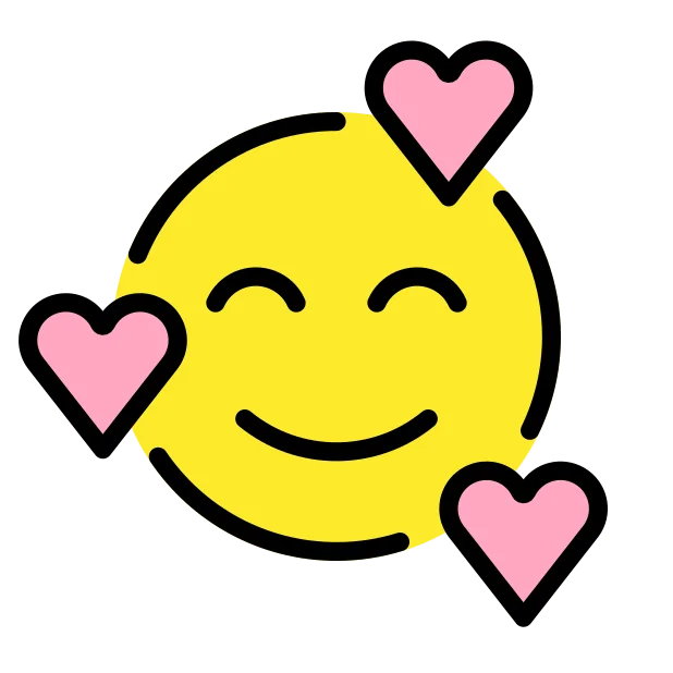 Smiling face with hearts reaction emoji