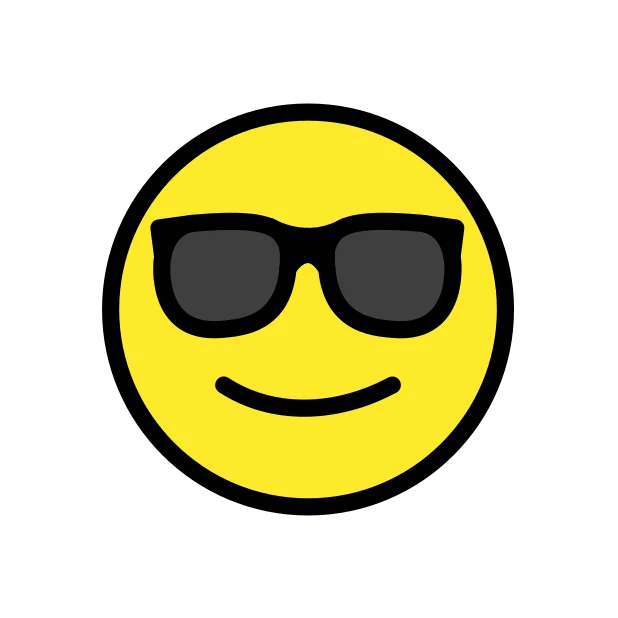 Smiling face with sunglasses reaction emoji
