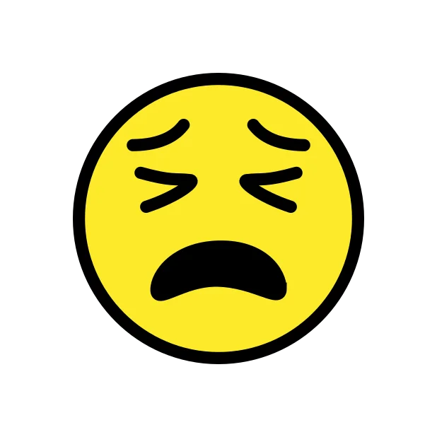 Tired face reaction emoji