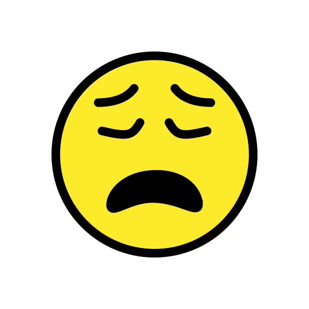 Weary face reaction emoji